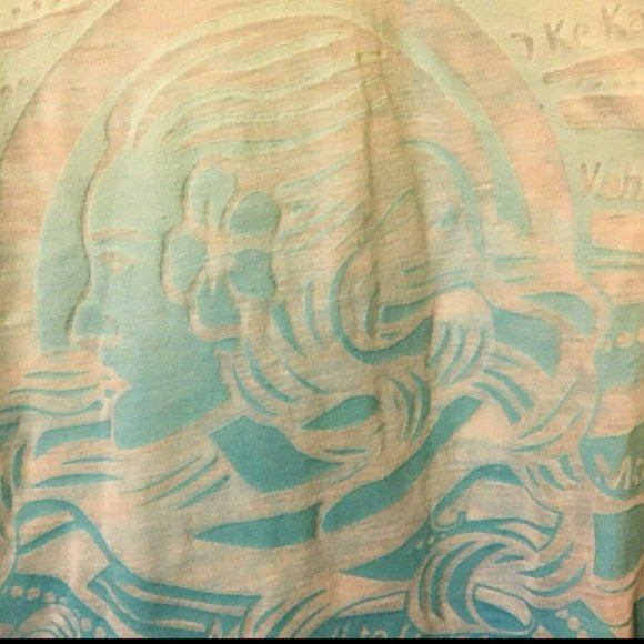 Happy Shirts Brand Hawaii Aqua Short Sleeves Sz M Na Wahine Vtg - Picture 7 of 12